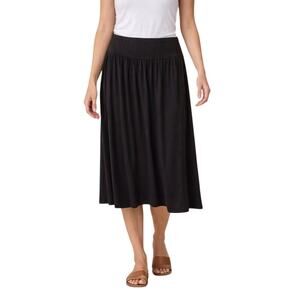 Serra Black Pleated Midi Skirt Women’s Medium Pull-On Flowy